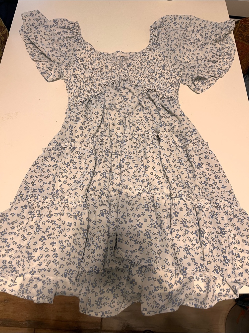 Yura floral smocked tiered mini dress